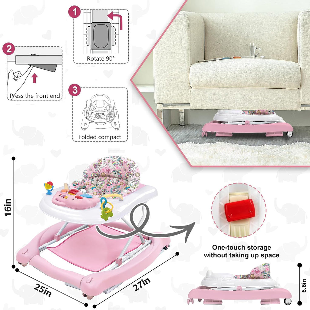 Foldable Baby 5-in-1 Activity Walker - Rocker, Activity Center, Bouncer, Seat Walker, Push Walker - Adjustable Speed