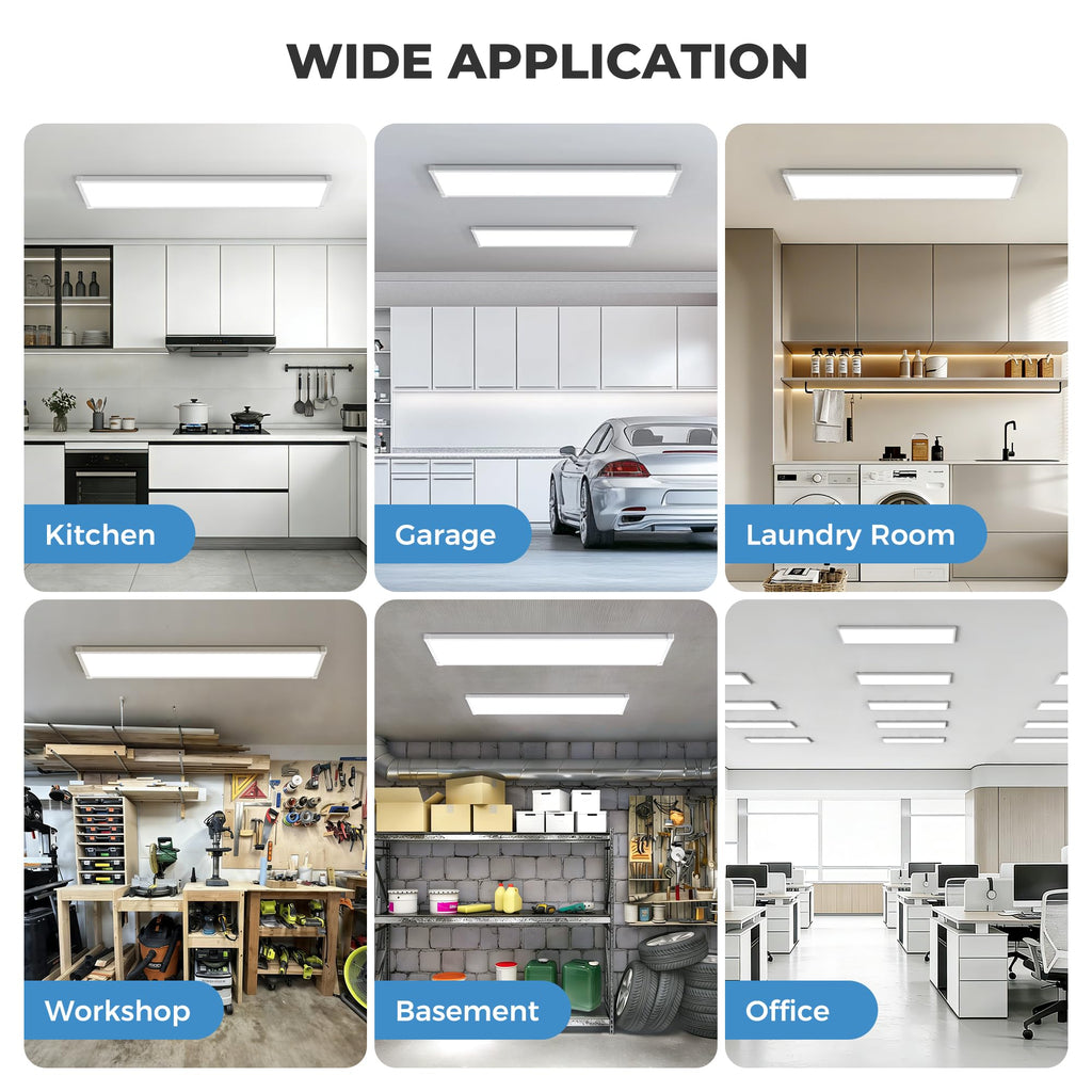 1x4 LED Flat Panel Light Surface Mount 4 Pack,5CCT Selectable,White