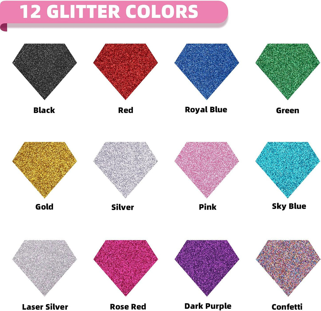 Glitter HTV Heat Transfer Vinyl Bundle, 10" x 5FT, 12 Rolls | Glitter Iron on Vinyl, Easy to Cut Iron on Vinyl for