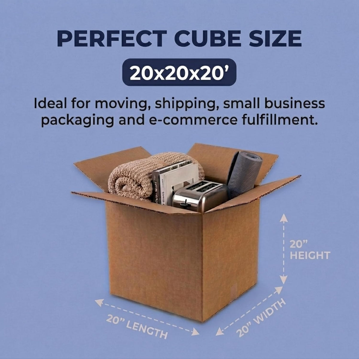 Cube Shipping Boxes, 20x20x20" 10-Pk for Shipping & Packing