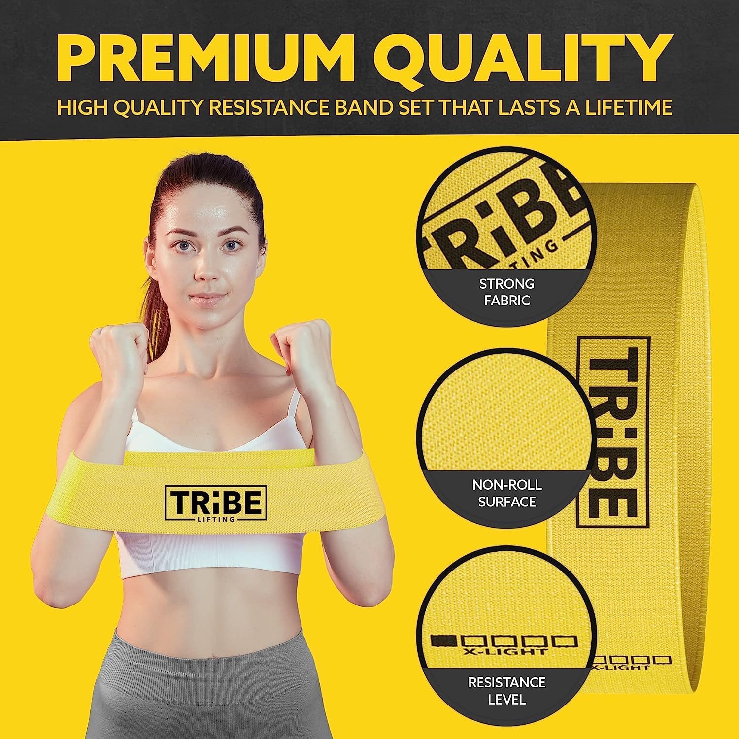 Fabric Resistance Bands for Working Out, 5-Band Set for Legs and Glutes | Booty bands for women and men, 5 resistance