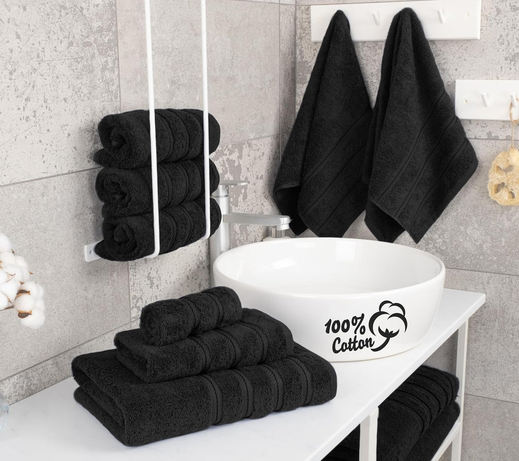 100% Cotton Luxury Turkish Towels, 6 Piece Towel Set | Soft Absorbent Quick Dry OEKO Tex Standard 100 Certificated