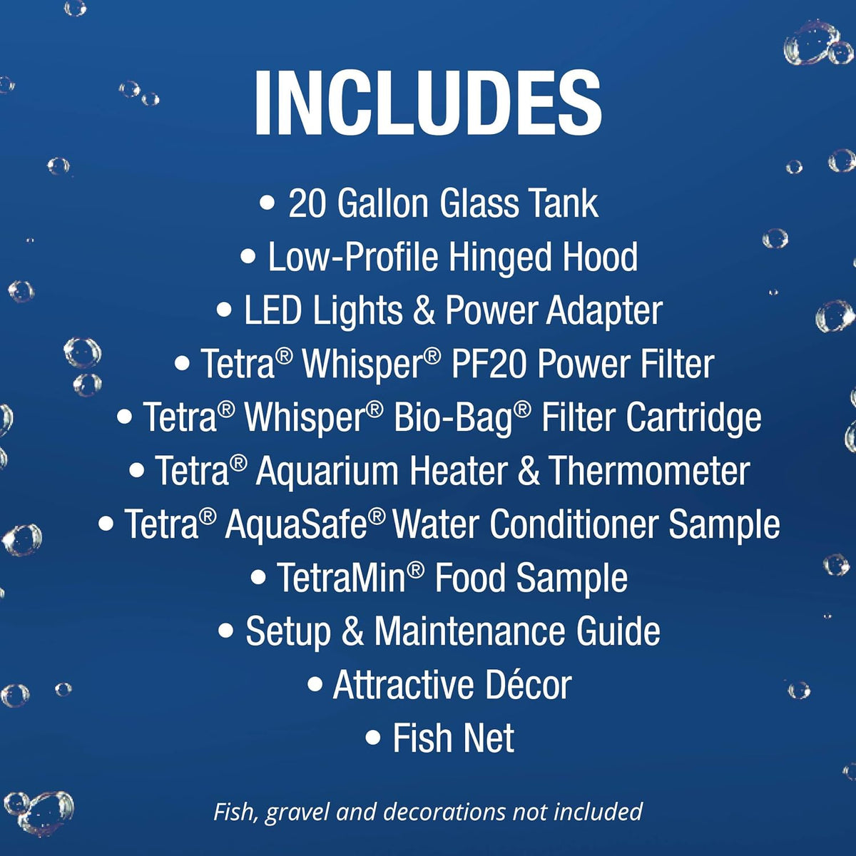 Complete 20 Gallon Fish Tank Kit for Freshwater & Saltwater Fish