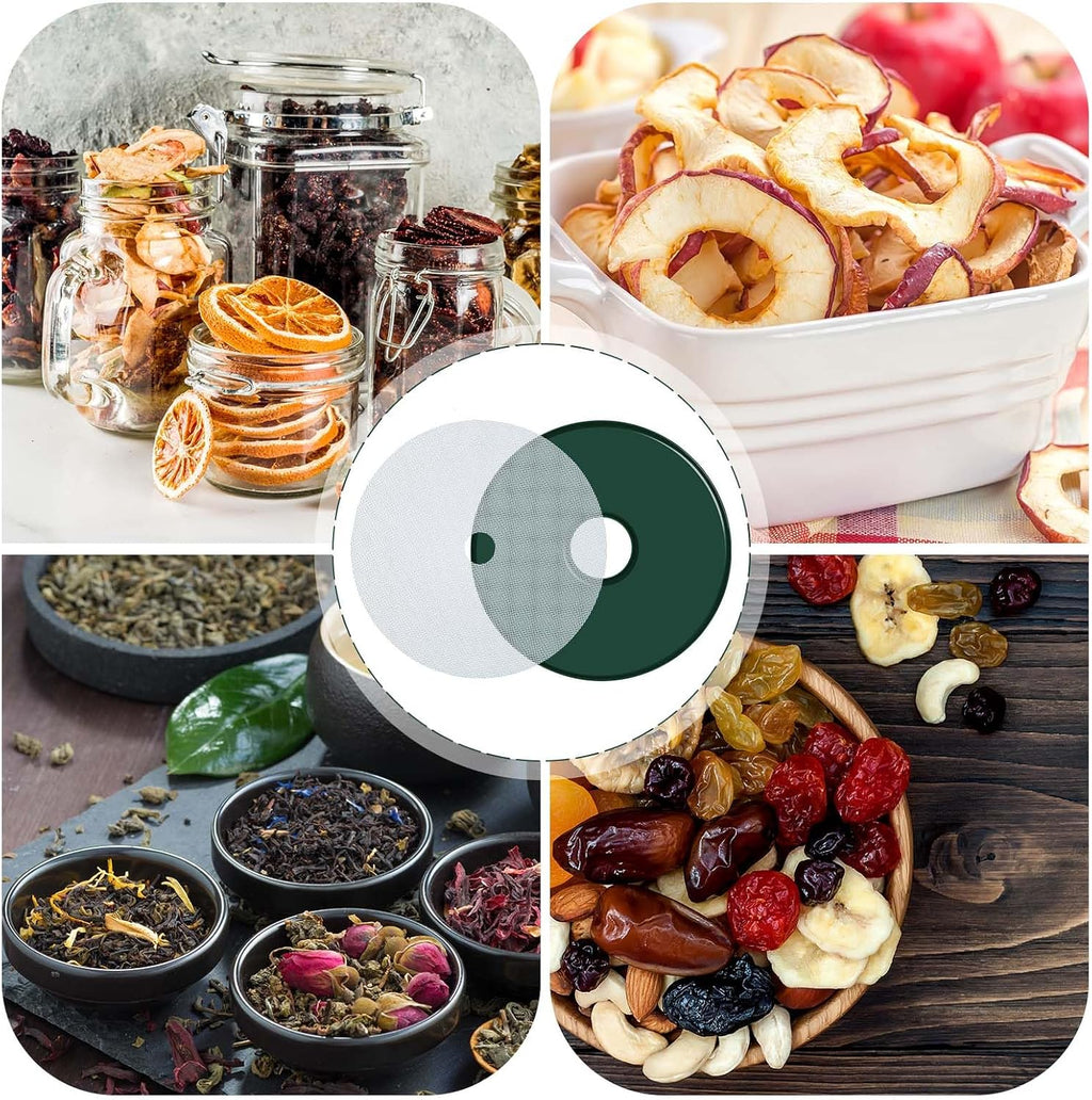 12 Pcs Round Silicone Dehydrator Sheets and Tray with Edges | Reusable Tray Liners for Fruit Meat Beef， Raised Edges