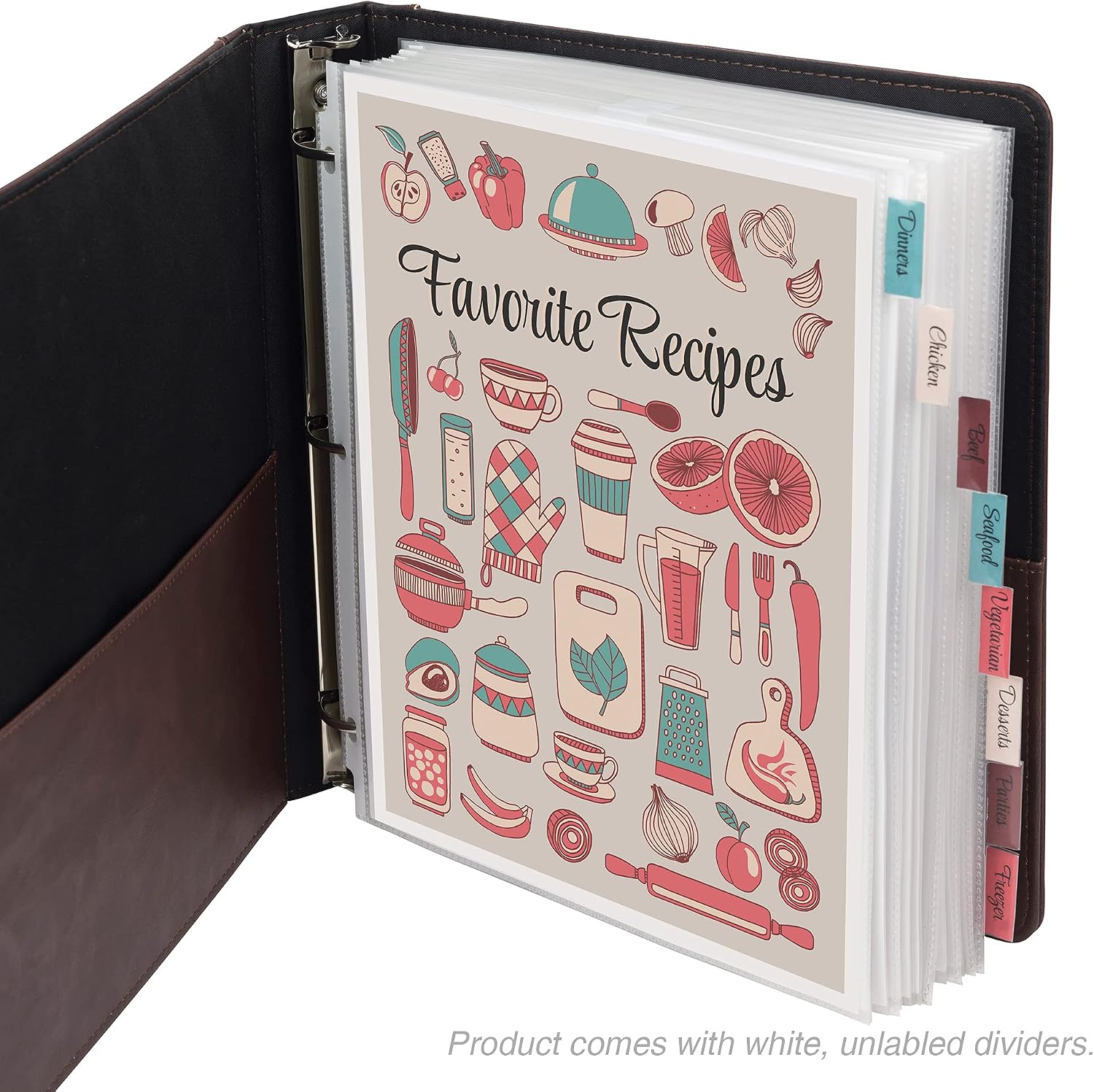 8 Tab Recipe Dividers, Recipe Sleeves, Sheet Protector Dividers, with Tab Inserts, Clear, Super Heavyweight, Top