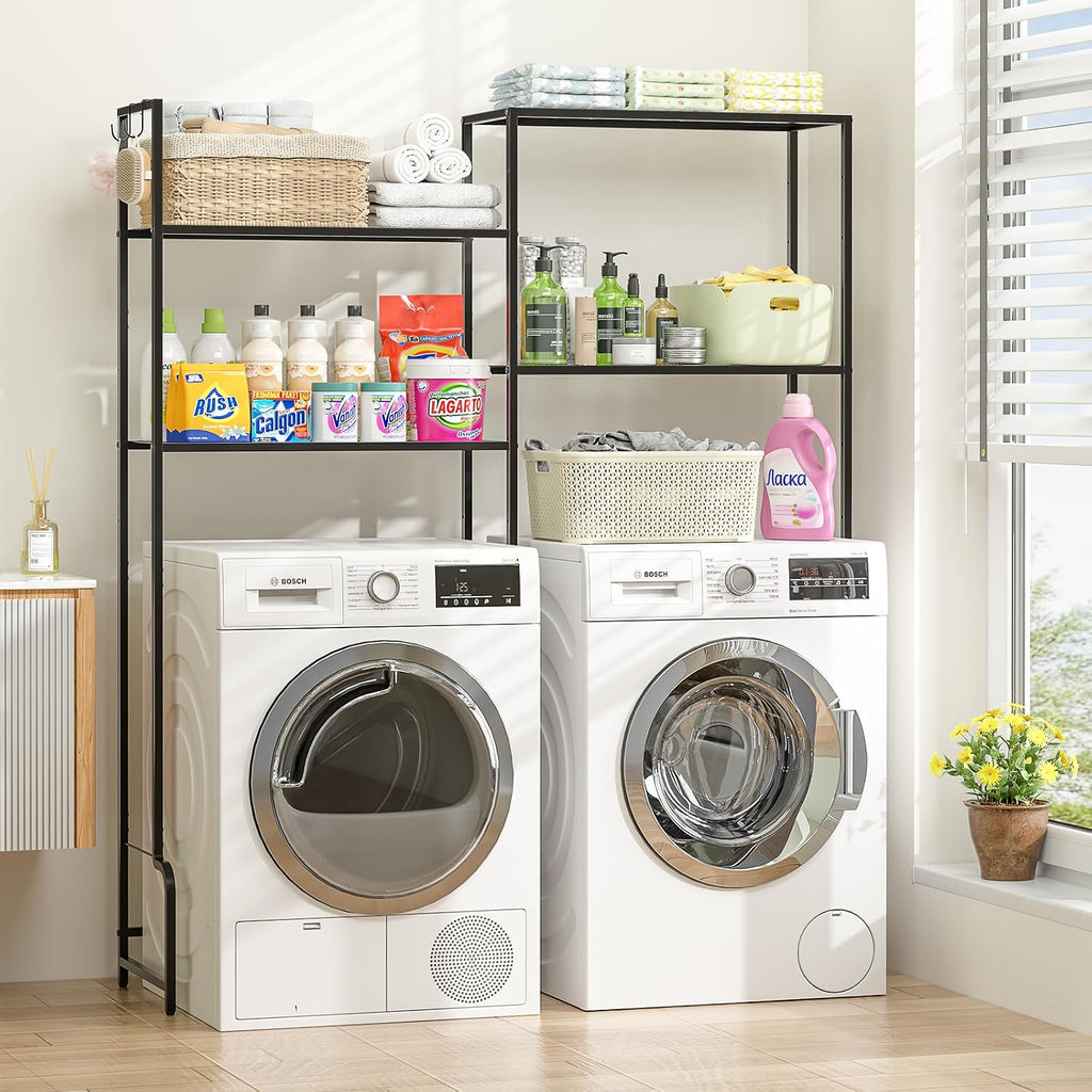 Over the Washer and Dryer Storage Shelf, 4-Tier Laundry Room Organizer with Adjustable Shelves & Leveling Feet, Heavy