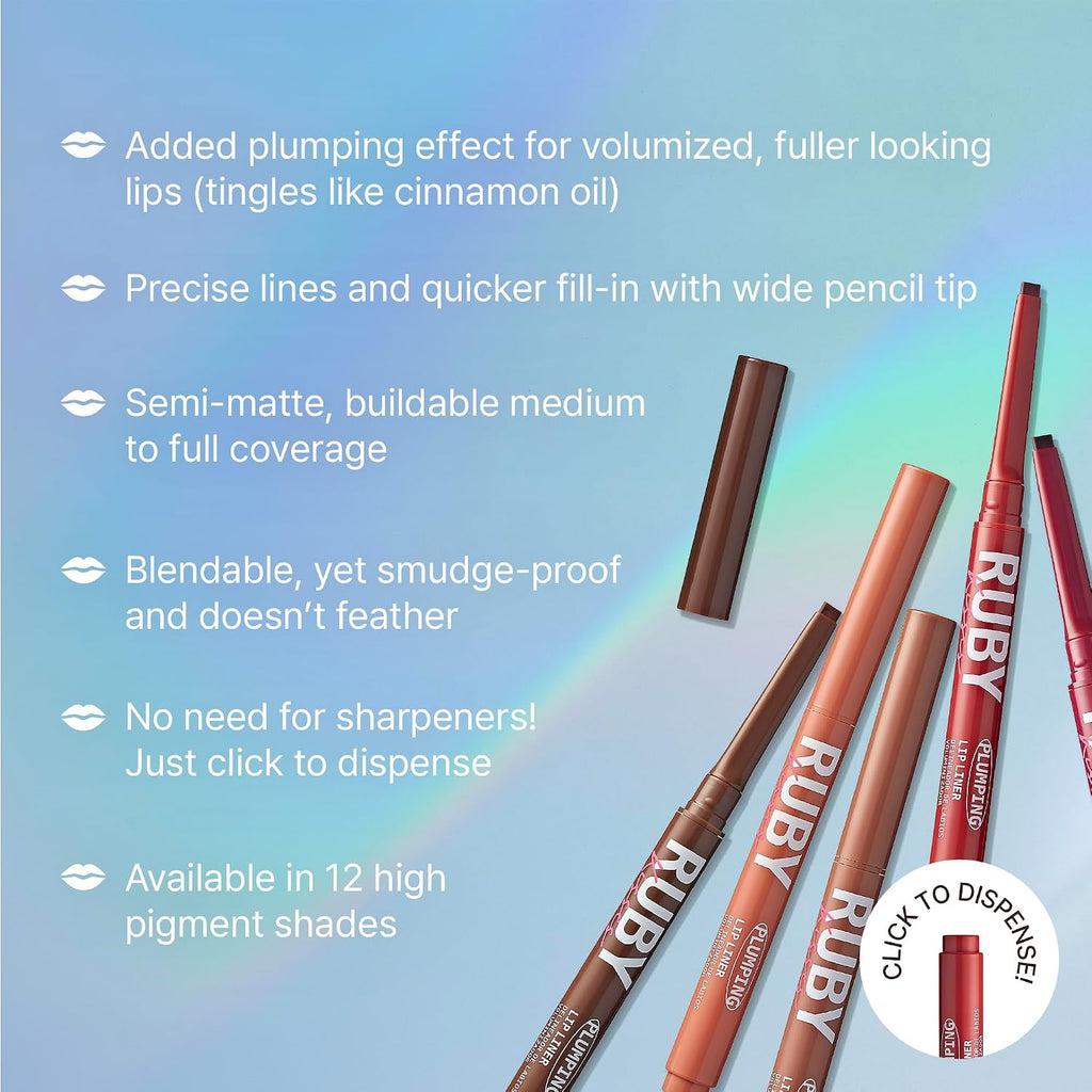 Plumping Effect Lip Liner, Semi Matte, Smudge Proof, High Pigment, Medium to Full Coverage Makeup, Precise Tip, Bold