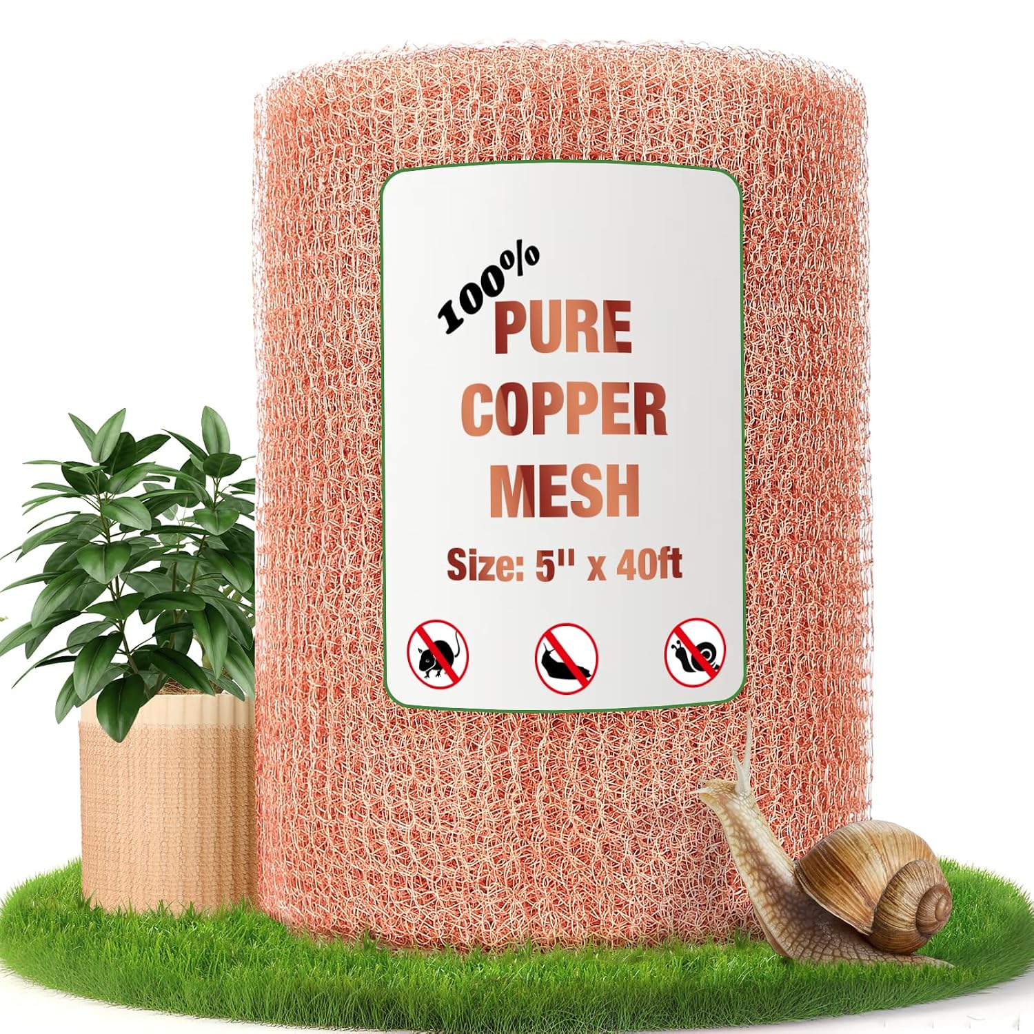 Copper Mesh Roll 5" x 40FT, 100% Pure Copper Wool for Pest Control | Durable Rustproof Copper Mesh Rodent Control