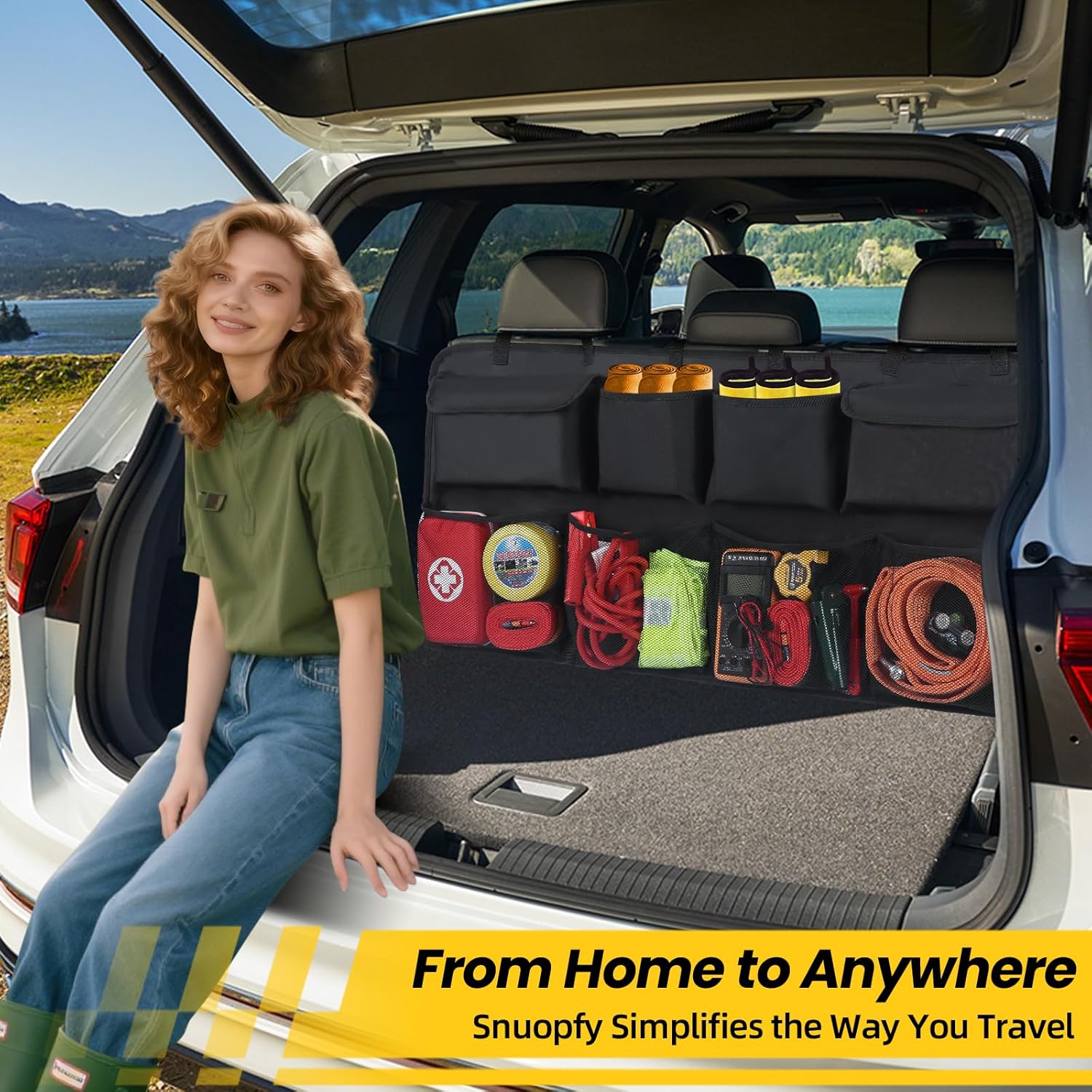 Car Trunk Organizer, Backseat Hanging Organizer with 8 Large Storage Bag Super Capacity -Trunk Organizer for