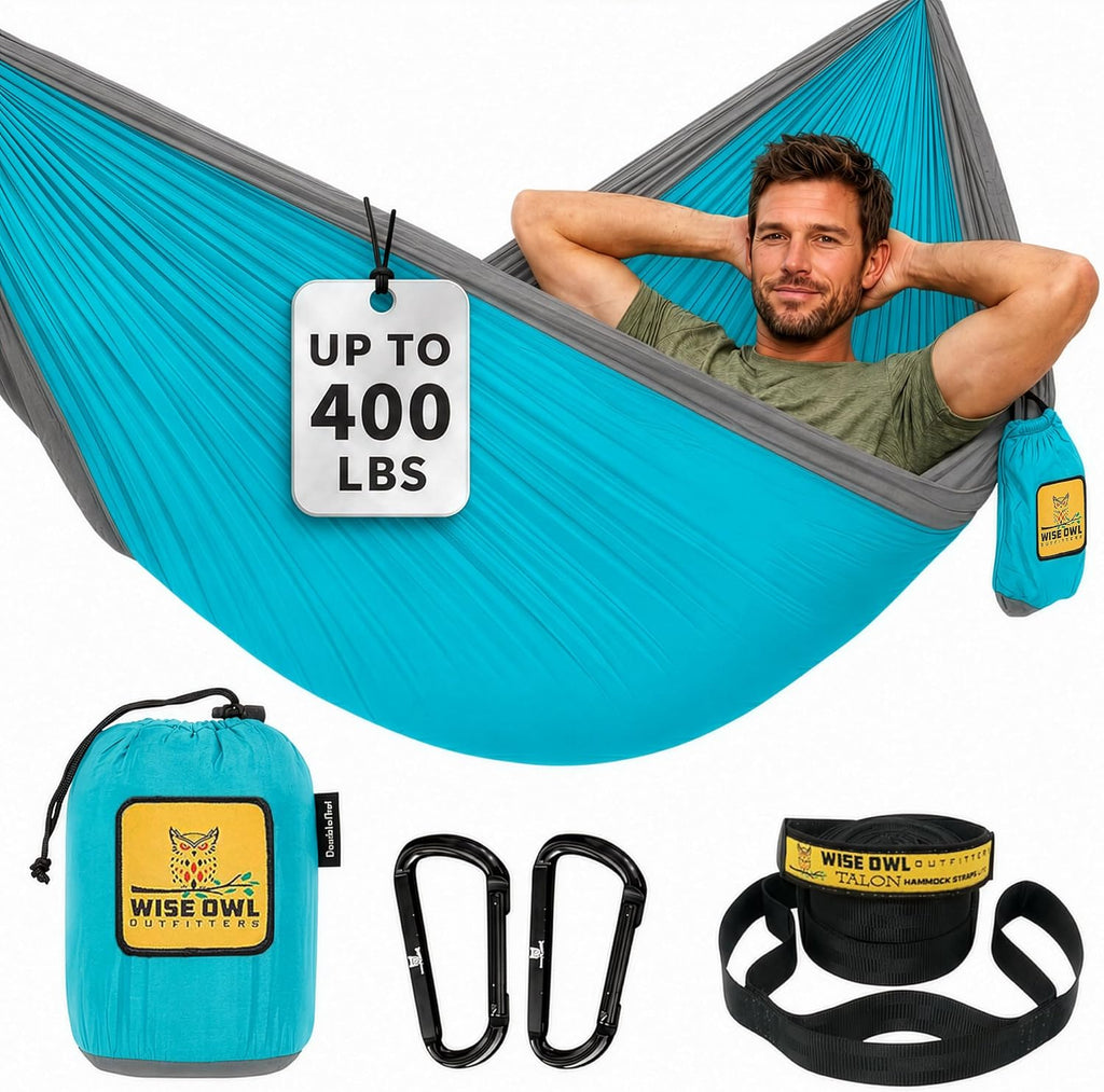Camping Hammock – up to 500lbs Portable Hammock with Tree Straps - Travel, Backpacking, Hiking, Outdoors Camping Gear