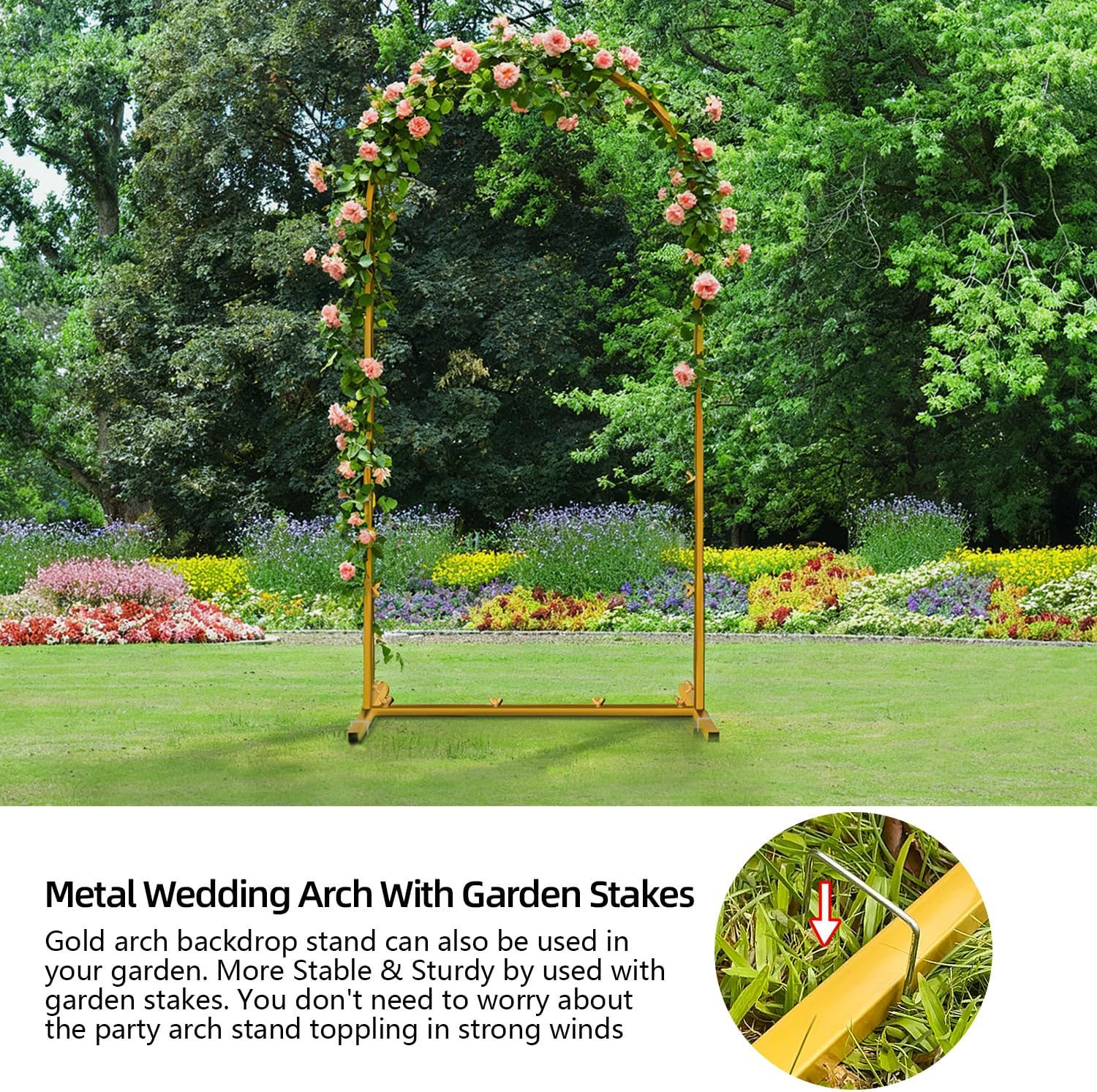 6 FT Wedding Arch Frame Backdrop Stand for Party, Balloon Arch Stand, Wedding Arches for Ceremony, Metal Gold Arch