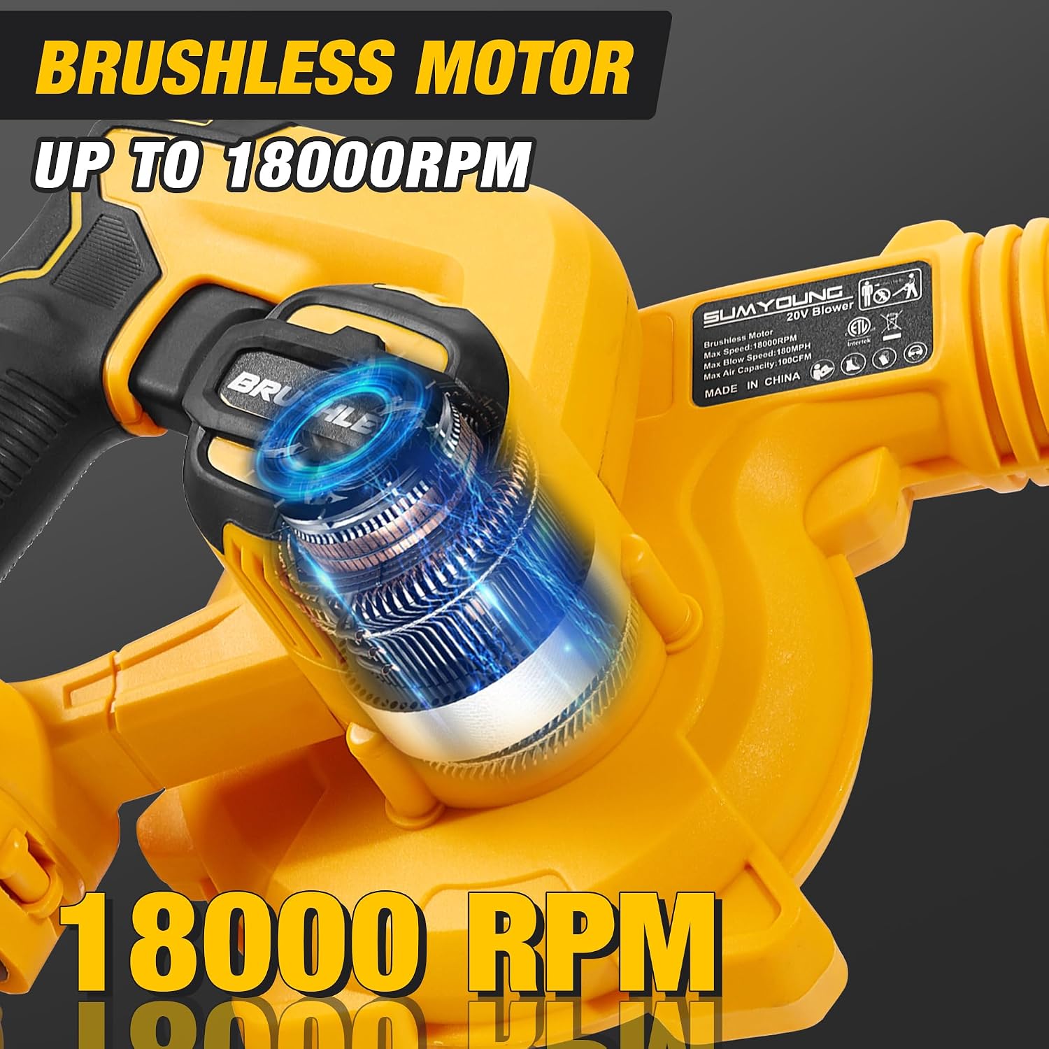 Cordless Leaf Blower for Dewalt 20V Battery,Electric Jobsite Air Blower with Brushless Motor,6 Variable Speed Up to