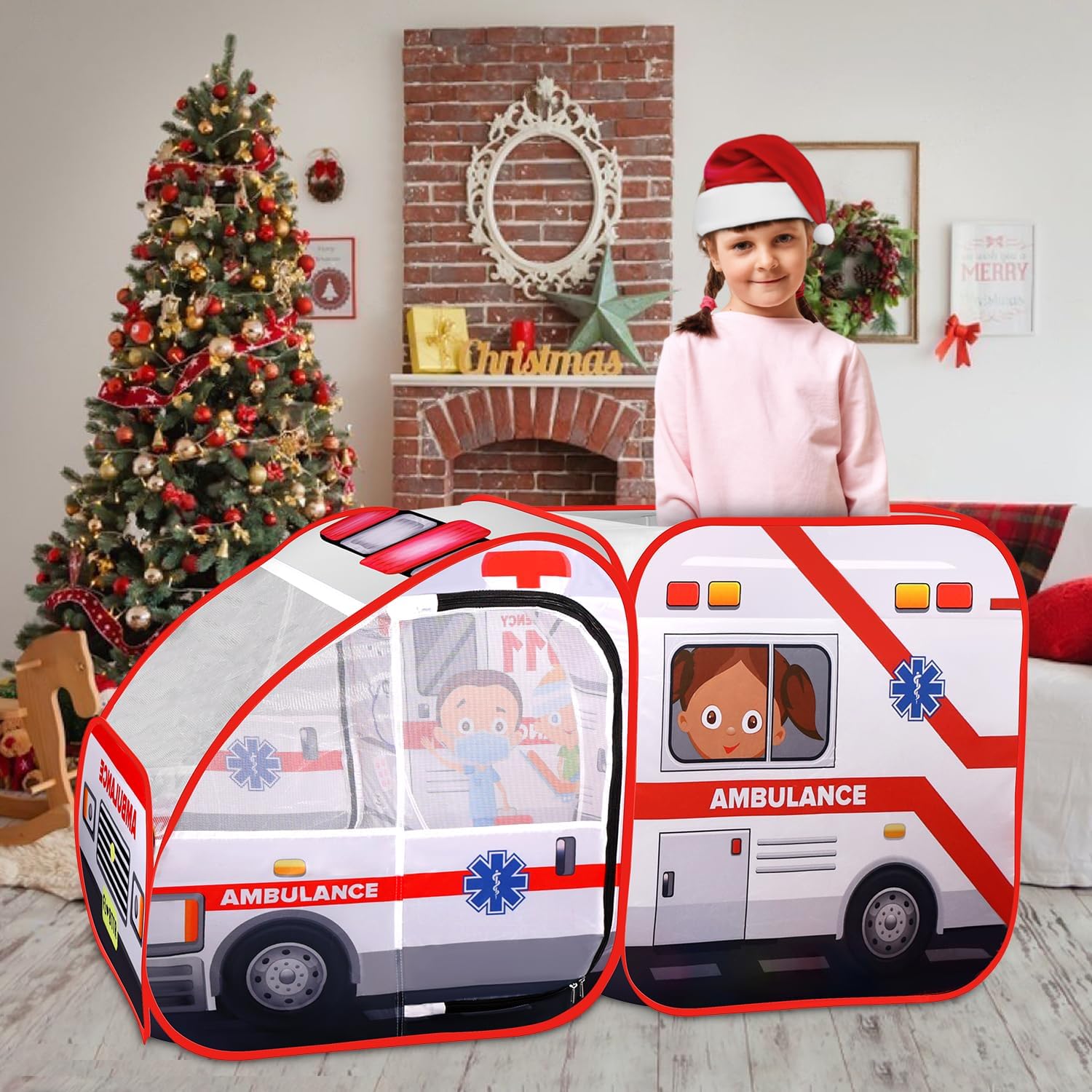 Ambulance Pop-up Play Tent for Kids with Sounds, Doctor Kit & Ball Pit for Toddlers & Up - Easy Setup Pop up Toy for