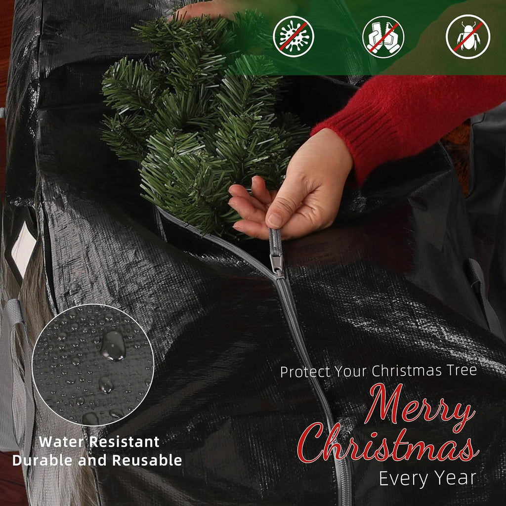 Large Christmas Tree Storage Bag Heavy Duty 9 Ft (Black) | Protects From Moisture & Dust, Holiday Storage