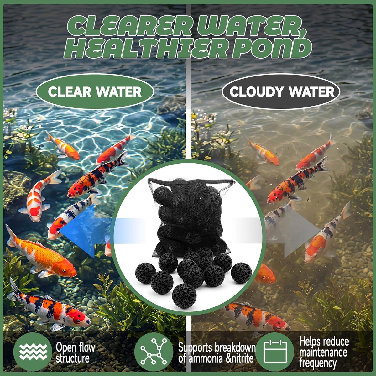 30 Count 3" Large Bio Balls, Filter Media Biological Filter Bioball