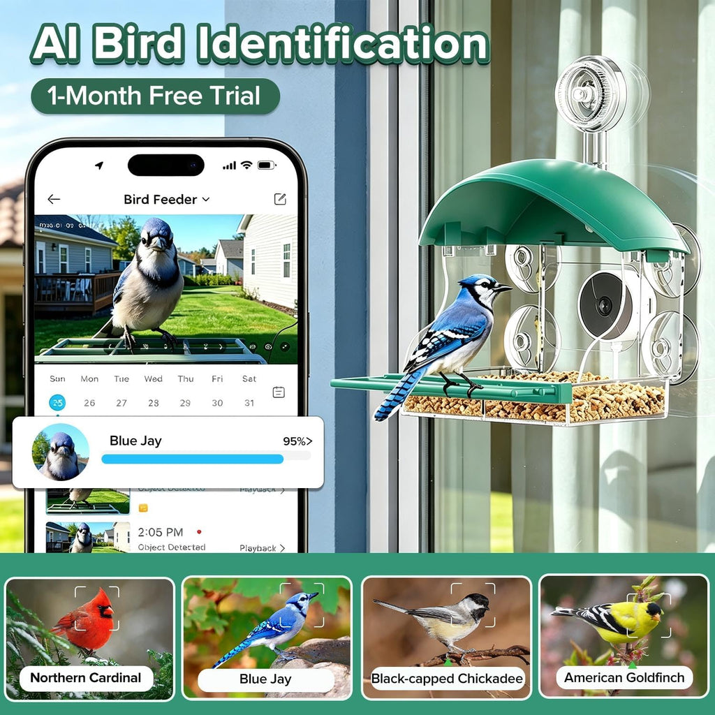 2026 Upgraded Window Bird Feeder with Camera for Bird Watching