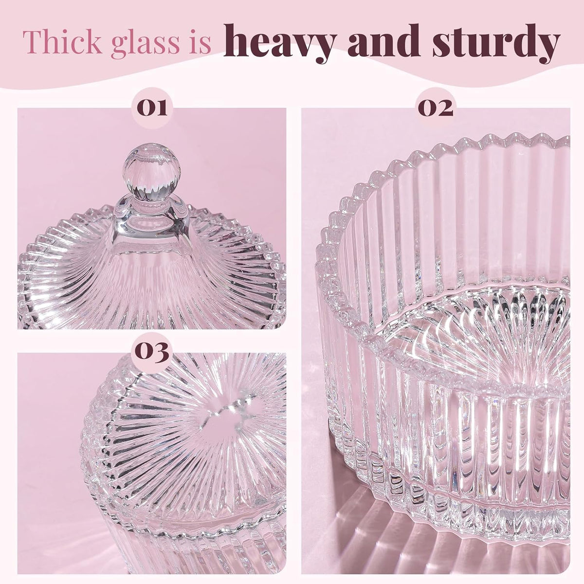 4pcs Powder Puff Soft Powder Puff and Container, Dusting Powder Container with Puff, Glass Crystal Case for Soft