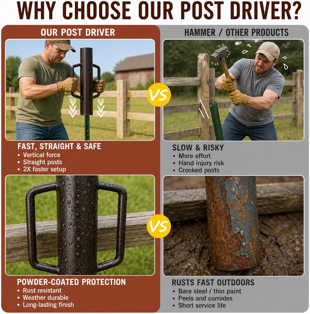 9.6LB Fence Post Driver with Handle,T Post Driver,16.8 Inch