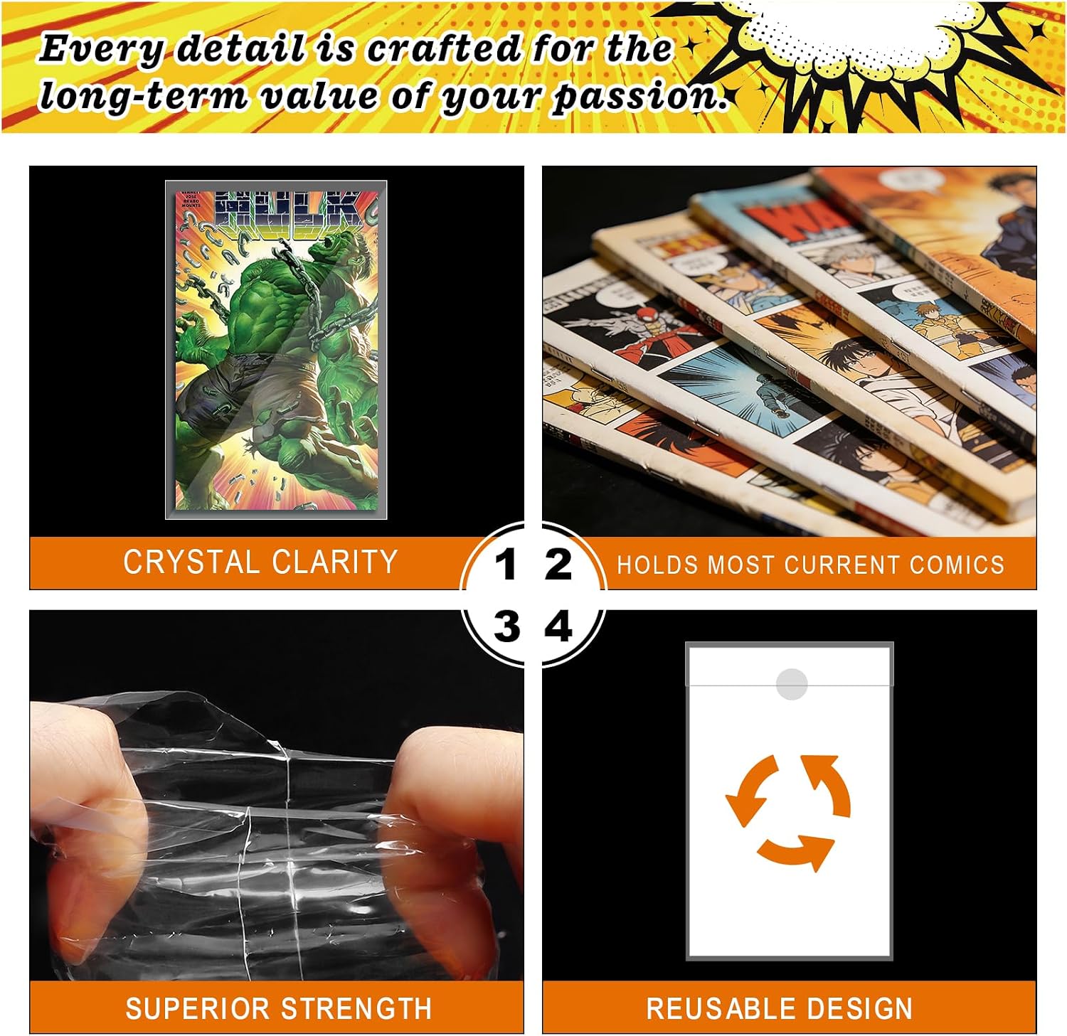 100ct Current Comic Bags and Boards - Reusable Modern Comic Sleeves | Protect Modern Comics from Scratches, Dust &