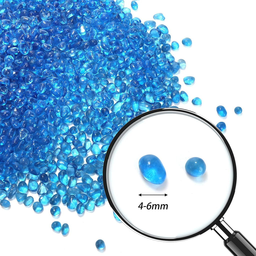 5LB Fish Tank Gravel, Polished Small Aquarium Substrate Gravel Sand, Blue Sea Glass Beads for Vases, Irregular