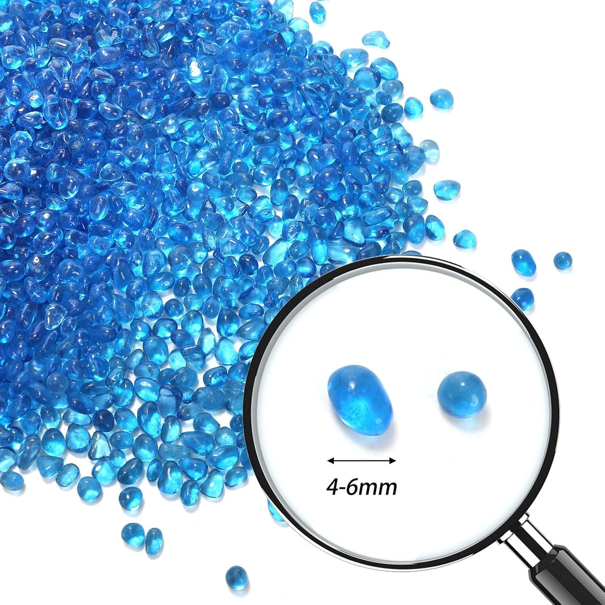 5LB Fish Tank Gravel, Polished Small Aquarium Substrate Gravel Sand, Blue Sea Glass Beads for Vases, Irregular