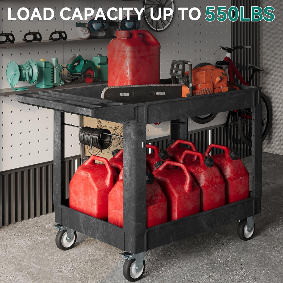 Utility Cart on Wheels 45 x 25 Inch w/Swivel Wheels(2 Brake)