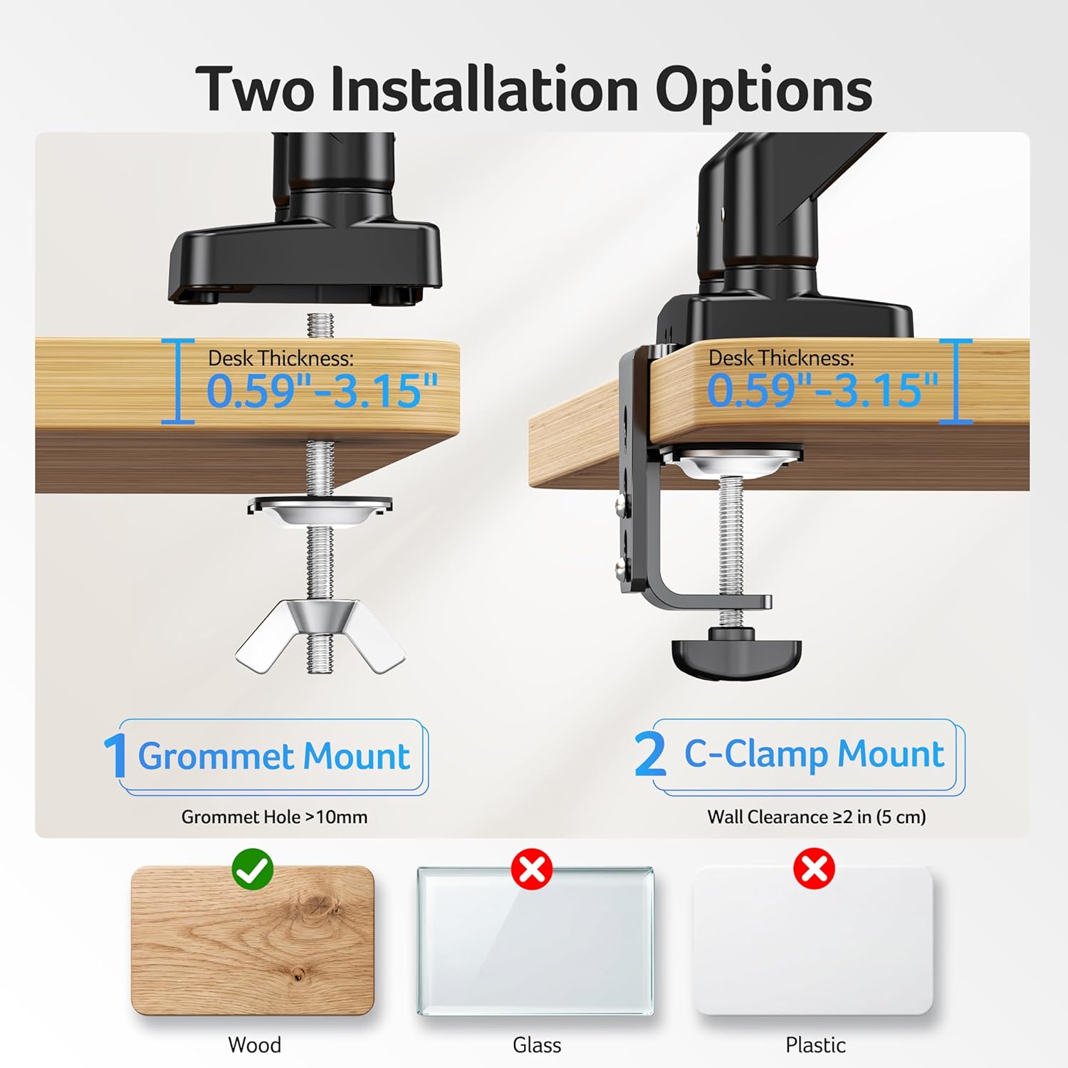 Dual Monitor Arm, Gas Spring VESA Mount Stand for 17-32" Screens | Computer Desk Arm Fully Adjustable VESA