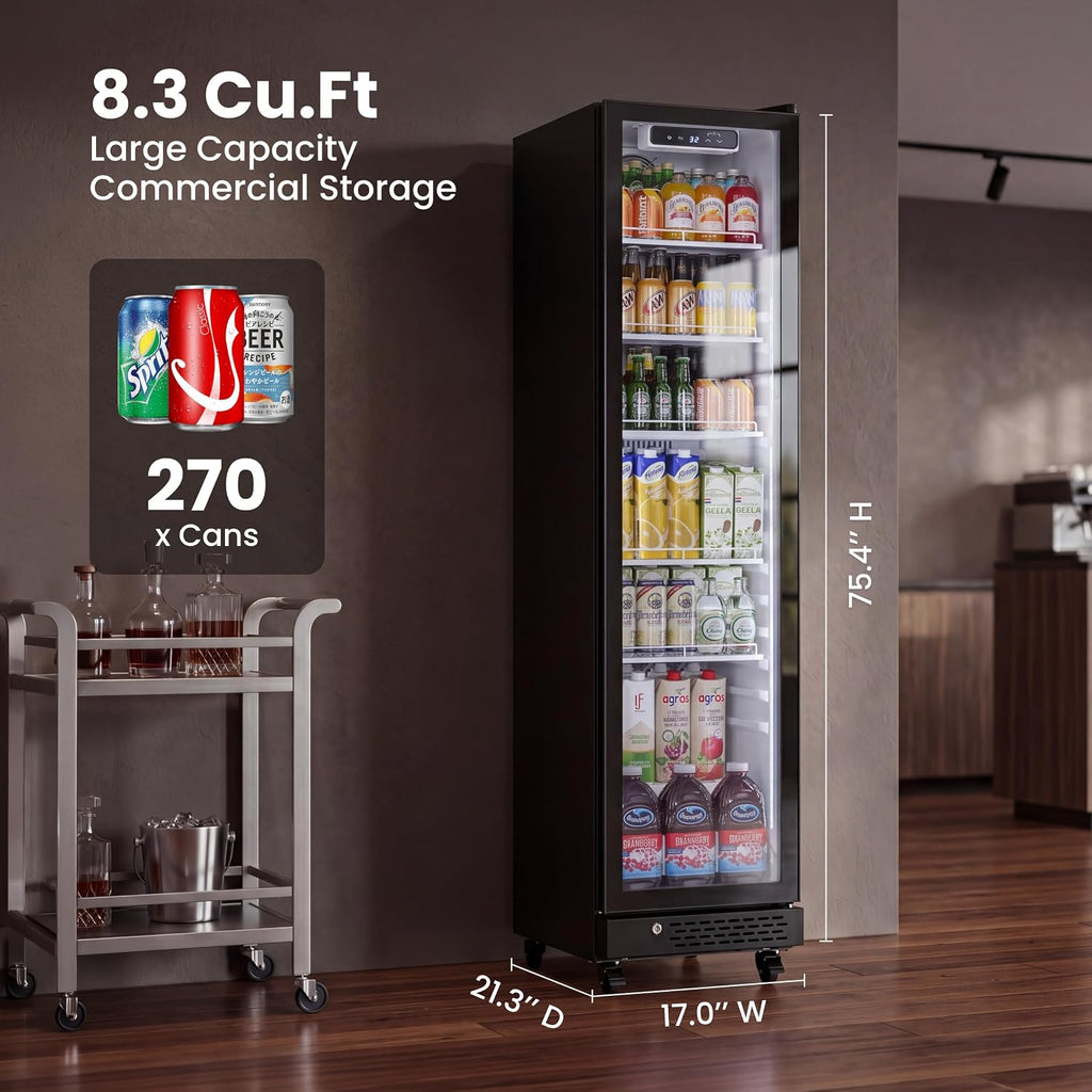 8.3 Cu.Ft Commercial Refrigerators with Double-Layer Glass Door