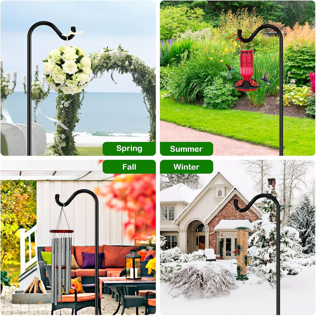 76'' Bird Feeder Pole, 7-Prong Base Shepherds Hook for Outdoor