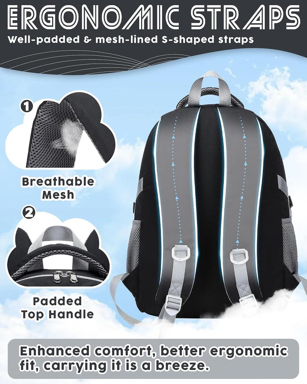 Middle High School Backpack for Boys Girls Large Bookbag with Laptop Compartment Back to School Book Bags for Teens