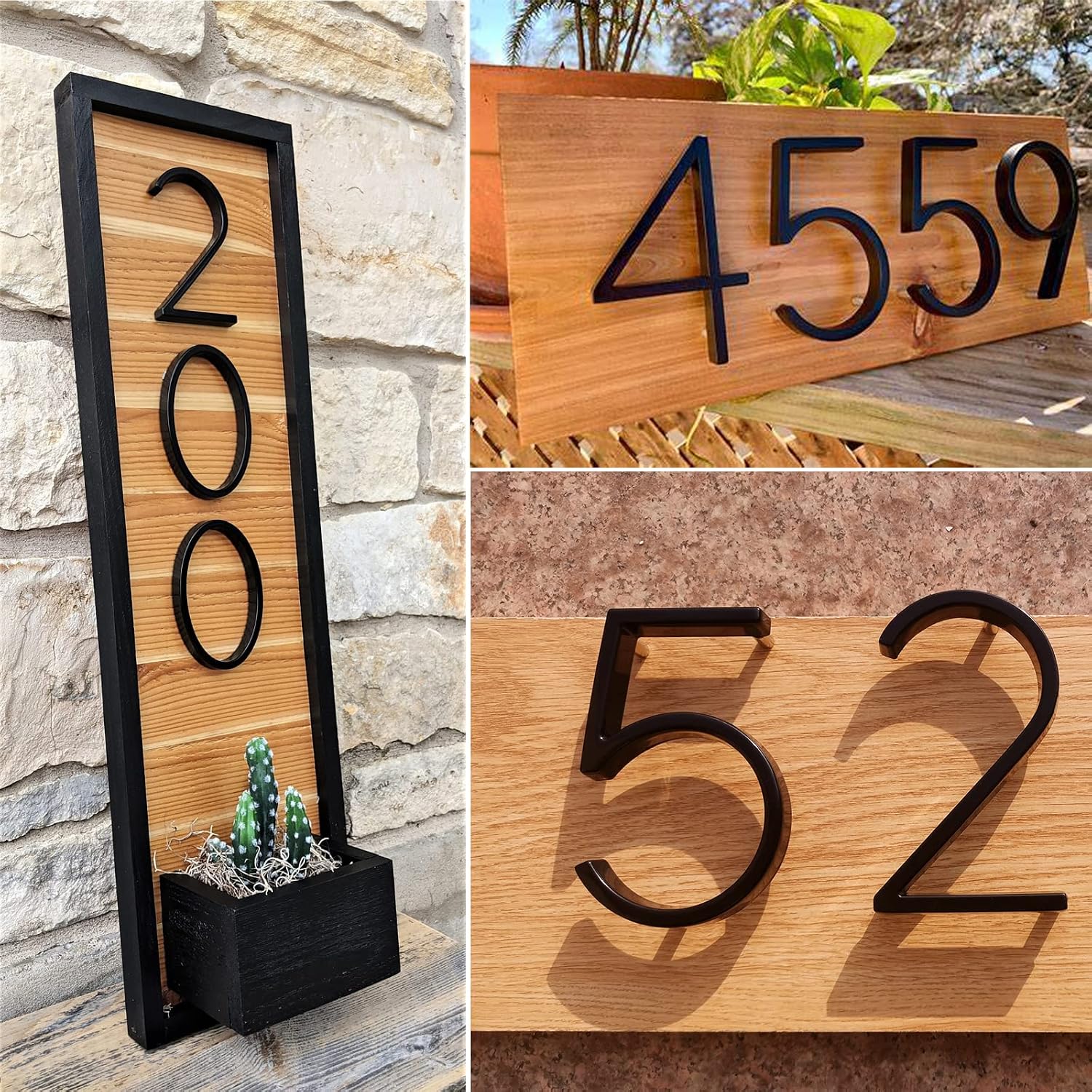 House Modern Numbers Floating, 5 Inch Black House Numbers for Outside Garden Door Mail Box Decor, with Nail Kit and