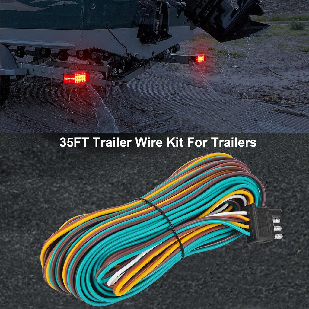 35FT 18 Gauge 4-Way Trailer Wire, Wishbone Wiring Harness Kit