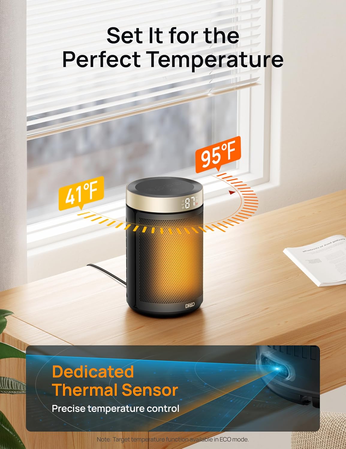Space Heater, Portable Electric Heaters for Indoor Use with Thermostat | 2026 Upgraded, 34dB Quiet, 12H Timer, 5