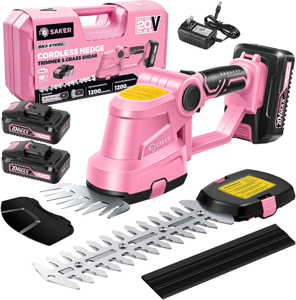 Cordless Hedge Trimmer-20V Electric Shrub Trimmer Grass Shears Handheld Grass Cutter, Hedge Shear with 2 PCS