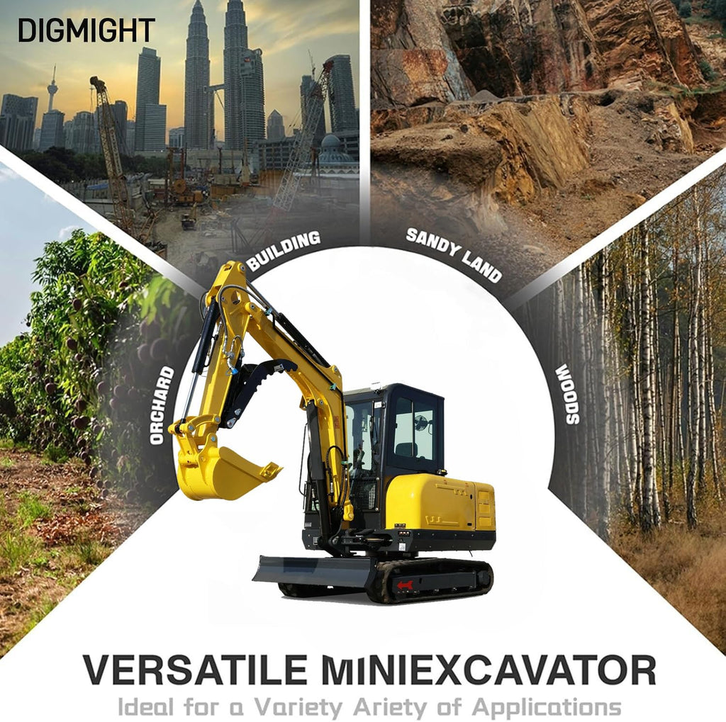 Powerful 3.5 Ton Mini Excavator Machine - Heavy-Duty with 25 HP Kubotadiesel EPA Engine, Air Conditioner & Pilot