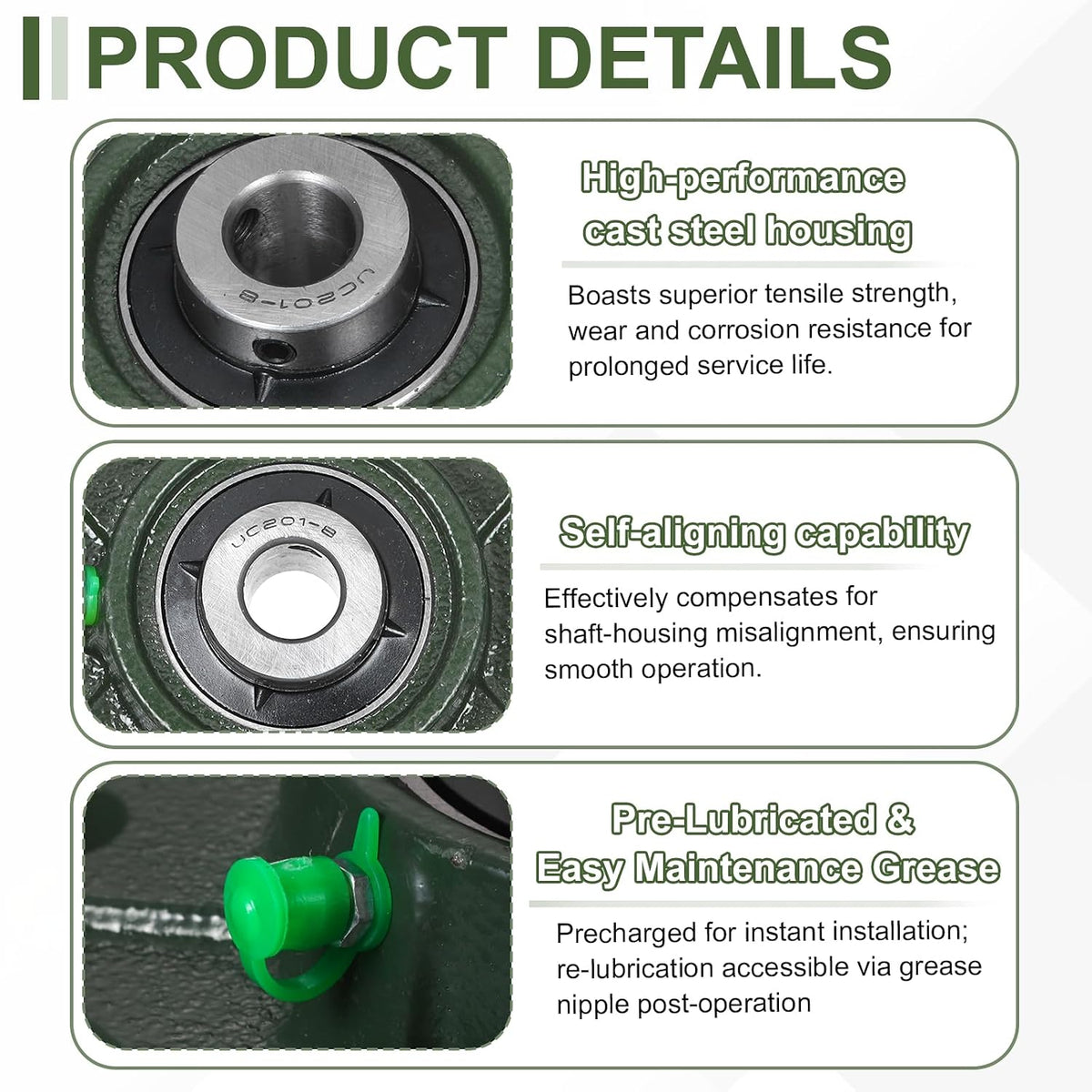 uxcell UCF201-8 Pillow Block Bearings,1/2 inch Bore(ABEC3)