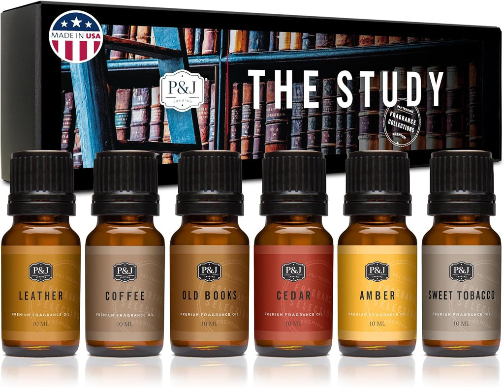 Fragrance Oil The Study Set | Leather, Coffee, Old Books, Cedar, Amber, Sweet Tobacco Candle Scents for Candle