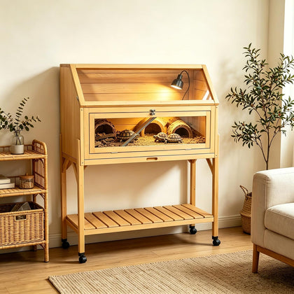 Tortoise Habitat Turtle Enclosure Wooden Tortoise House Indoor & Outdoor