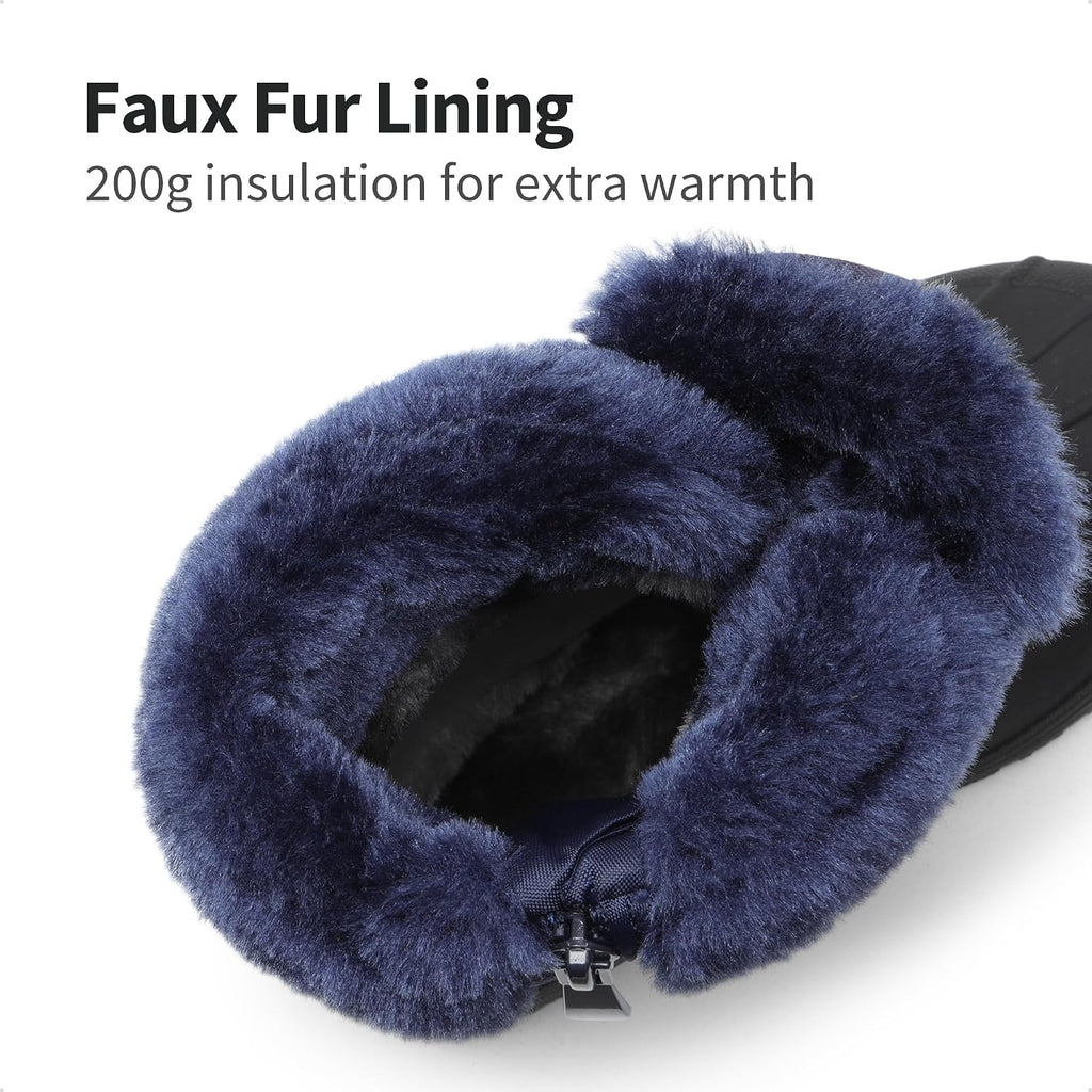 Unisex Snow Waterproof Winter Boots | Warm Faux Fur Lined Outdoor Secure Grip Anti Slip Outsole Easy Wear Windproof
