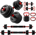 Adjustable Dumbbell Set, 10/20/30/45/70/90lbs Free Weight Set with Connector, 5 in1 Dumbbells Set Used as Barbell