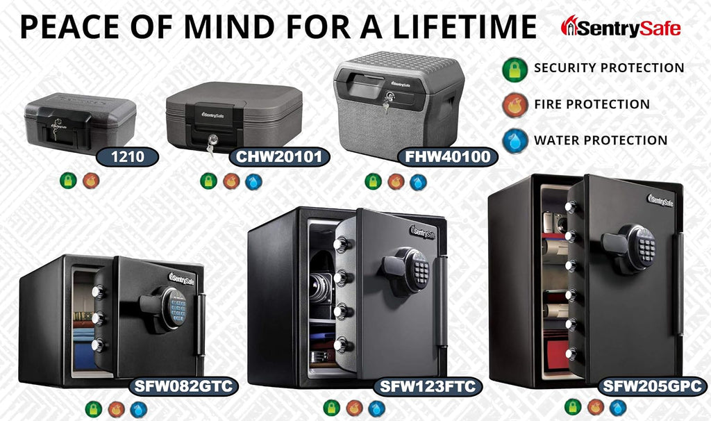 Fireproof Safe with Key Lock, Chest Lock Box for Home or Travel Secures Money, Documents, 0.18 Cubic Feet, 6.1 x 14.3