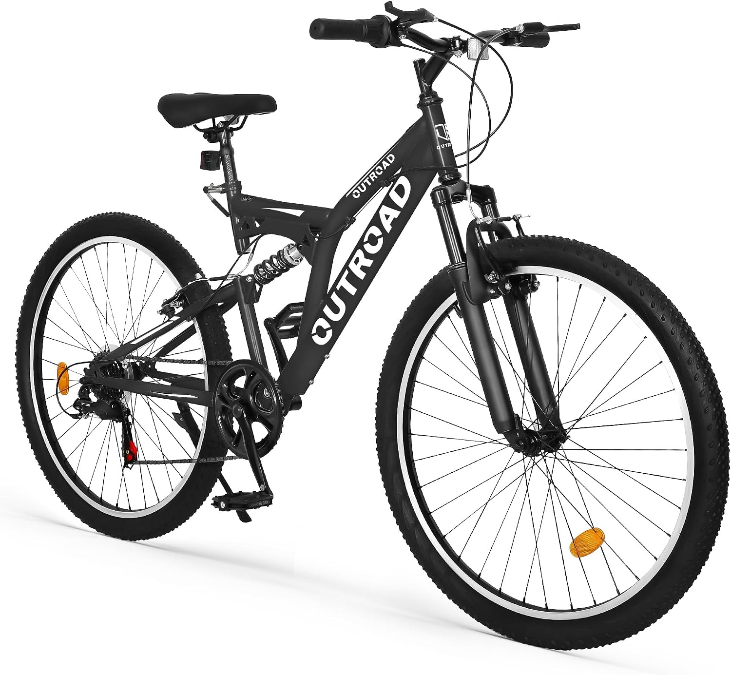 26 inch Mountain Bike Dual Full Suspension, Outdoor Hybrid Bikes,7-Speed/High-Carbon Steel