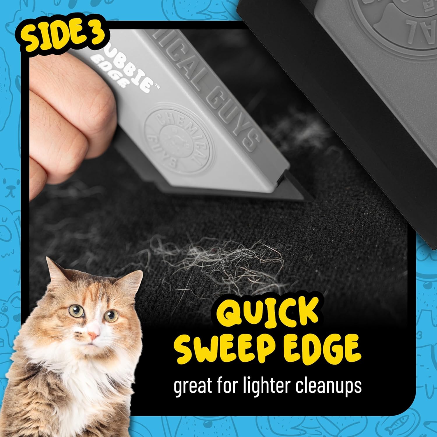Grubbie Edge Pet Hair Removal Tool – Reusable Pet Hair & Lint Remover for Car Interiors, Upholstery, Carpets, Seats