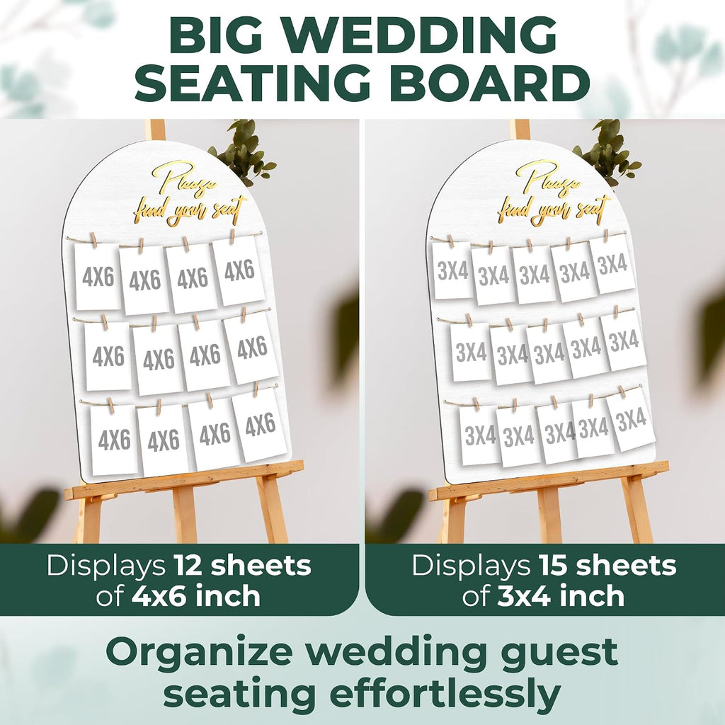 Wedding Seating Chart Board, Wood, 18x26 in, White