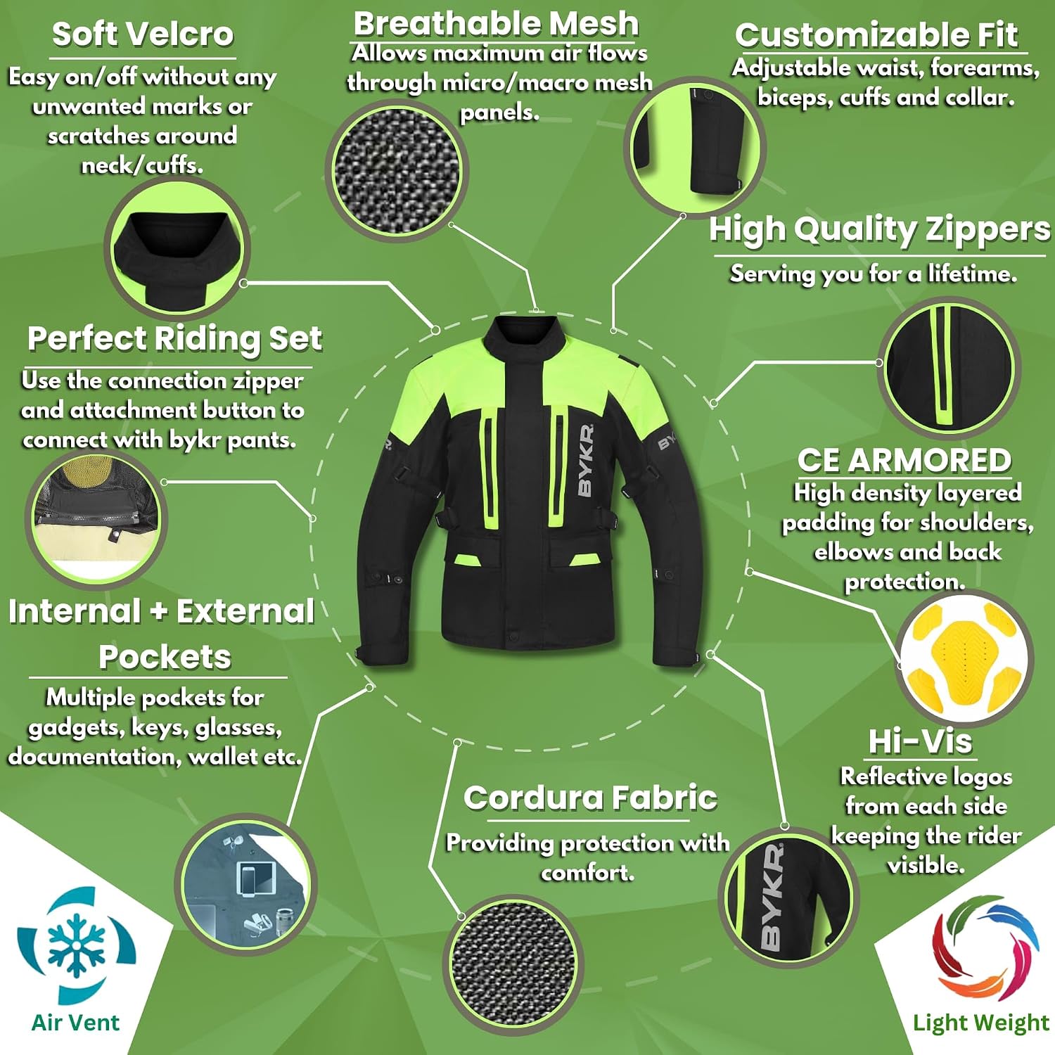 Adventure Touring Motorcycle Jacket For Men & Women Enduro Biker Textile Riding Gear CE Armored