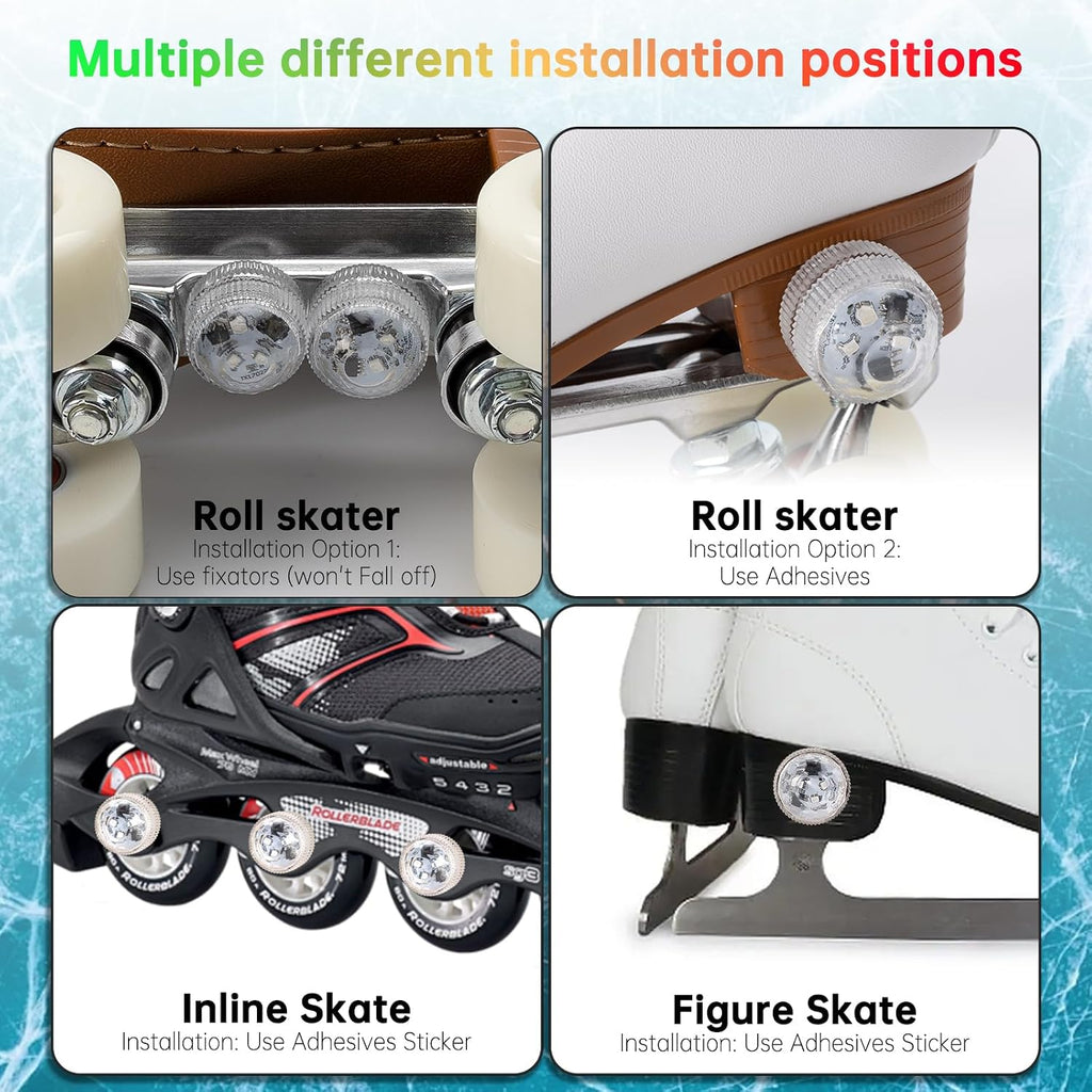 Roller Skate Lights, LED Lights for Skates, Colorful Illuminating Accessories for Quad, Inline and Ice Skates, Ideal