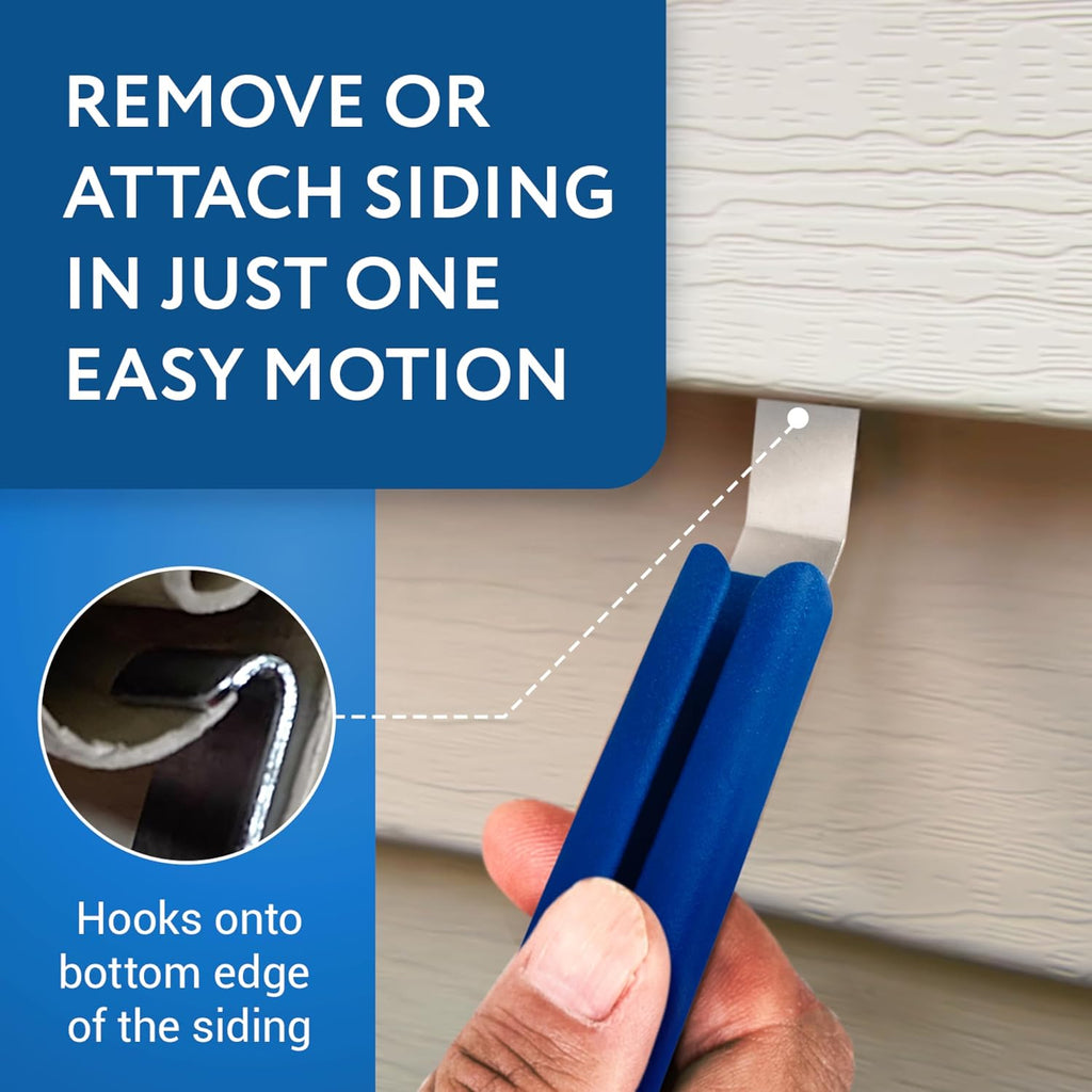 Vinyl Siding Removal Tool Kit - Pack of 2, Blue - One-Piece Steel Zip Tool for Siding Removal - 7-Inch Extra-Leverage