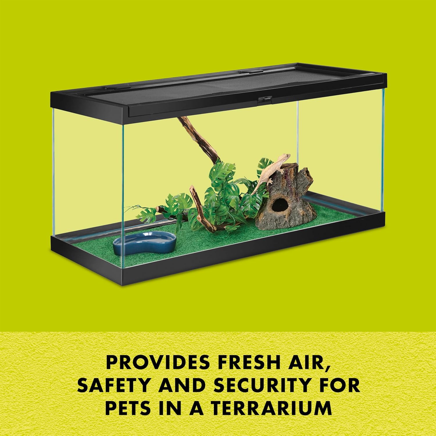 Fresh Air Screen Cover, Secure and Durable Metal Mesh Cover for Reptile Terrariums, 36 x 18 inches | Secure and