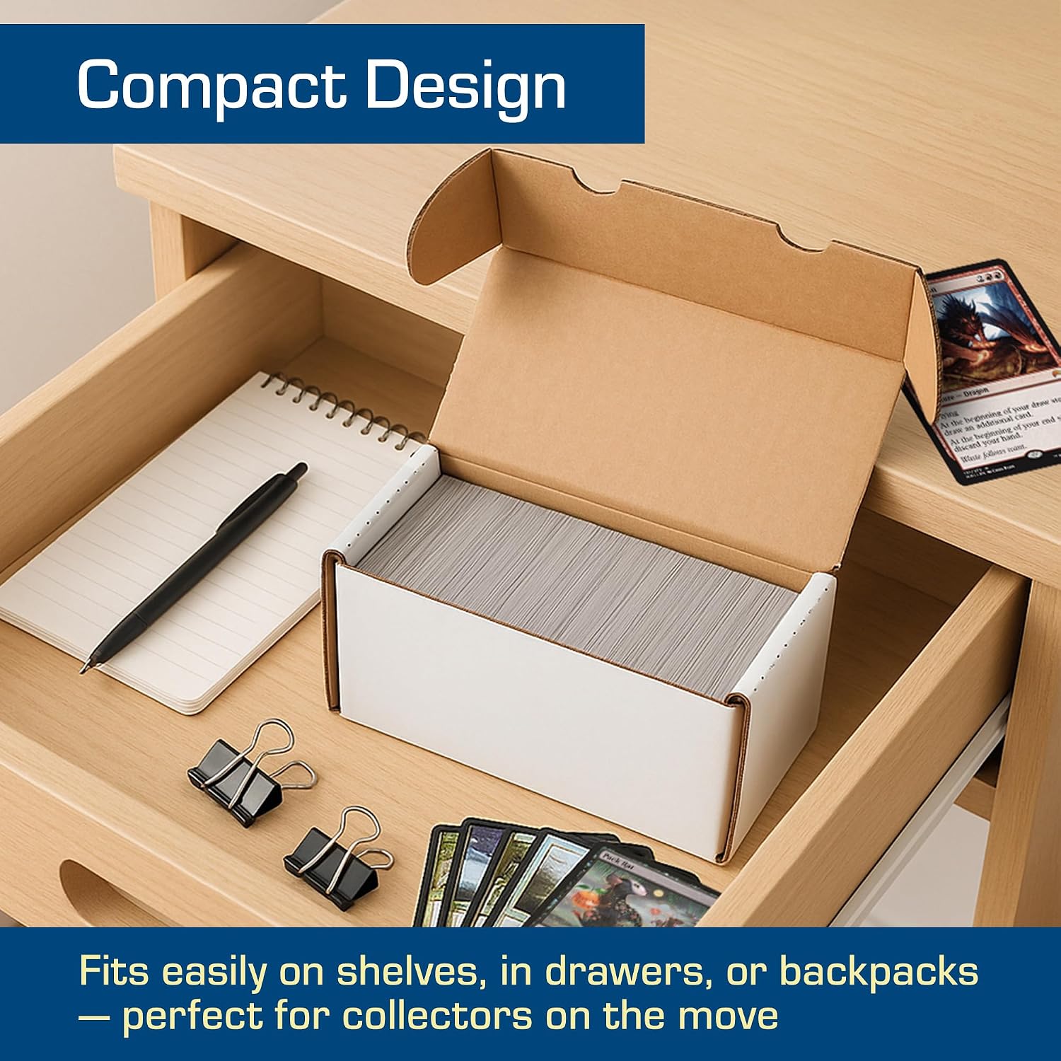 400-Count Trading Card Storage Box - 2 Pack | Baseball Card Storage Box for Sports Cards | Cardboard Organizer for