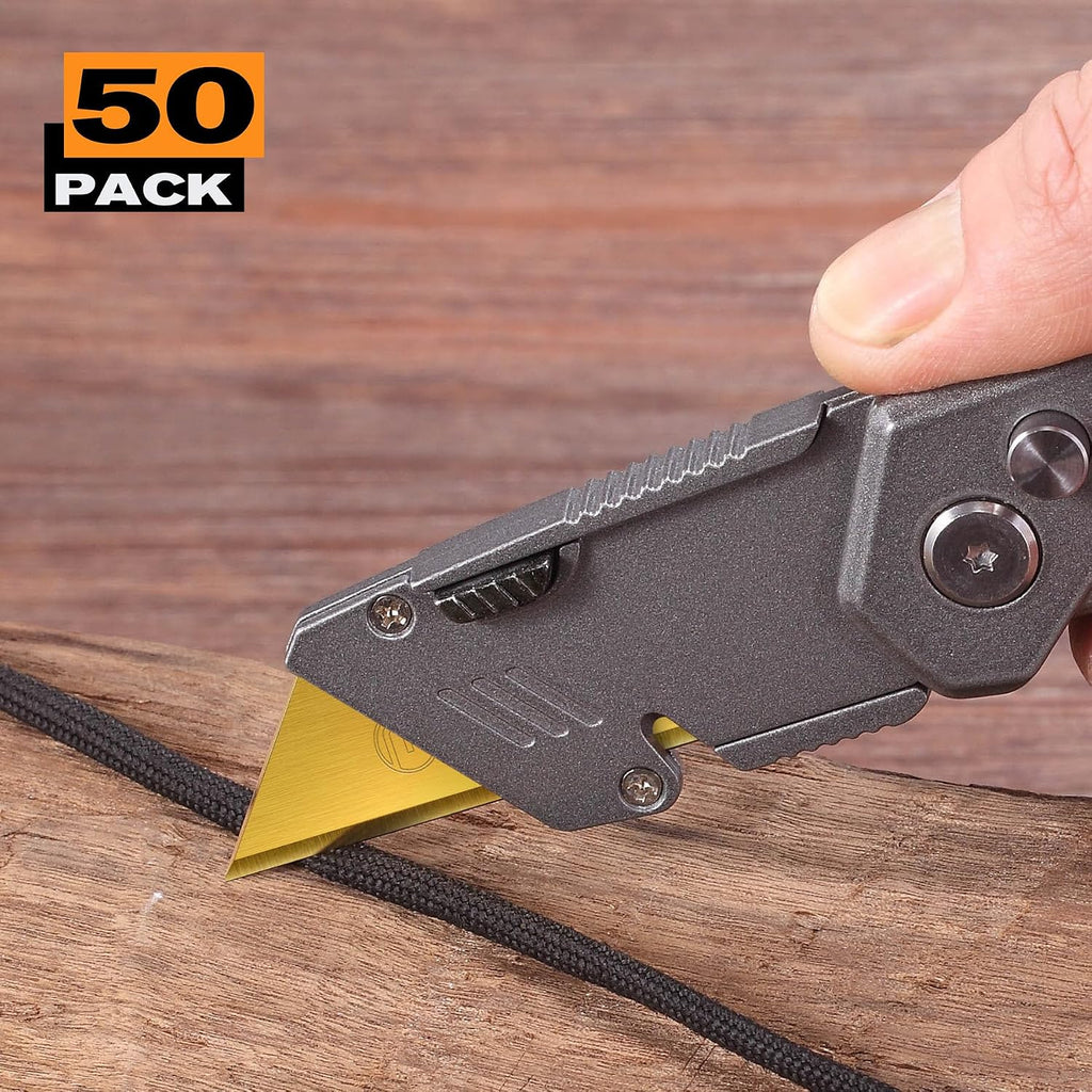 Utility Knife Blades, Never Rust, Titanium SK-2 Steel, 50-Pack